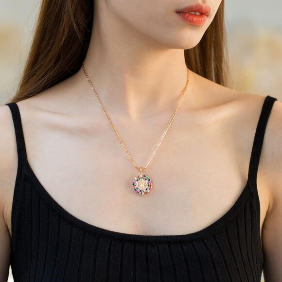 Virgin Mary Prayer Necklace Gold Plated Religious Pendant for Women Faith Gift - Picture 5 of 6